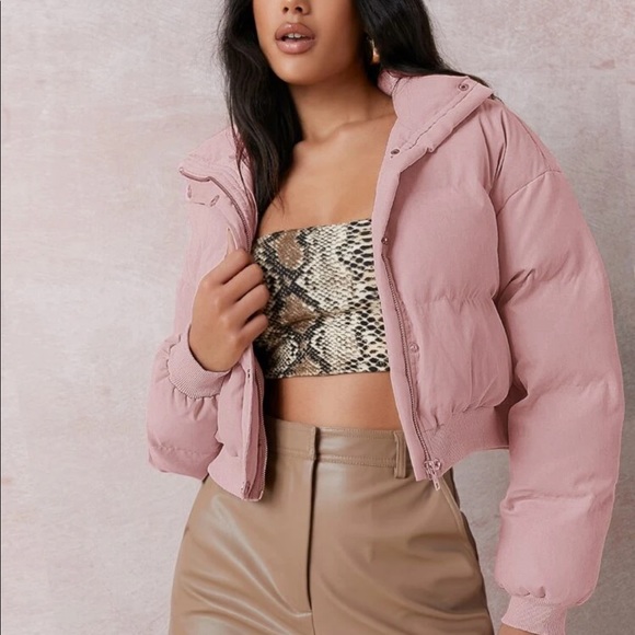 Cropped Pink puffer jacket - Picture 2 of 4